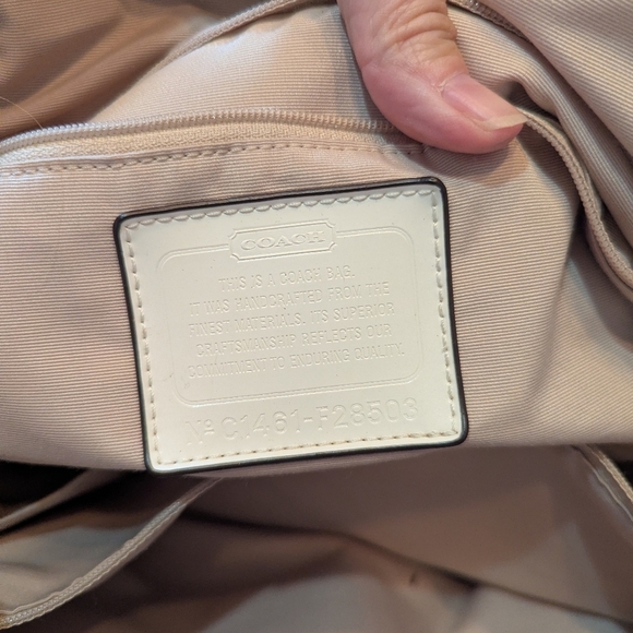 Authentic Coach Signature Devin Shoulder Bag Purse Light Khaki/Ivory - Picture 6 of 10